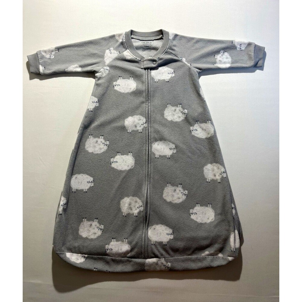Gray/White Sheep Wearable Blanket Sleepsack Long Sleeve Zip Front 3-6M
